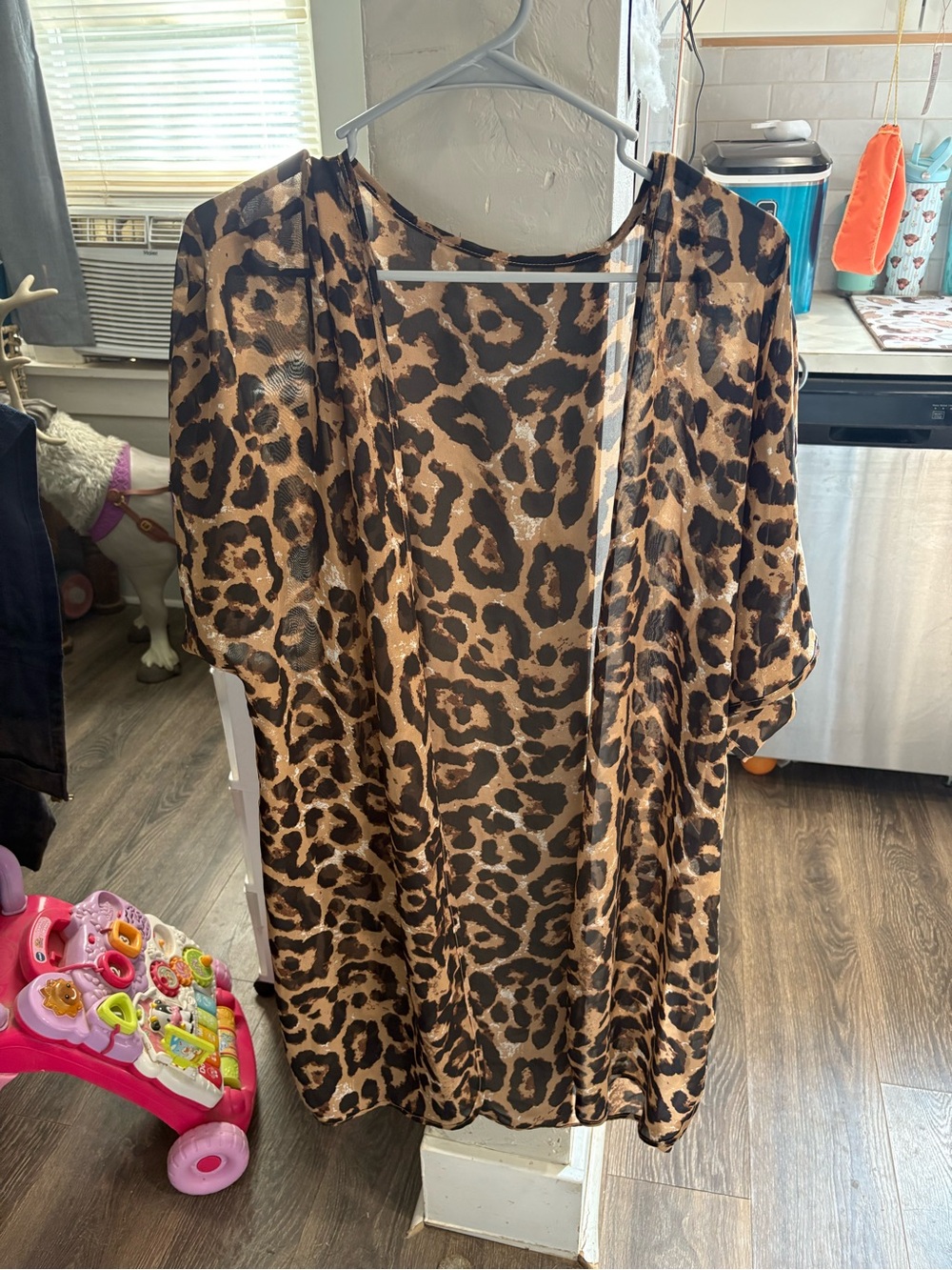 Leopard Print Sheer Kimono - Brown & Black